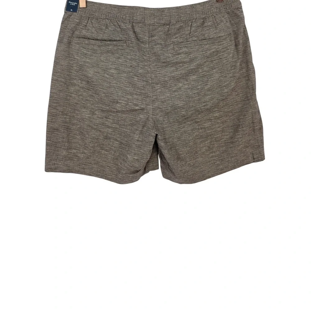 Abercrombie & Fitch Mens XL Linen Blend Pull On Elastic Waist Short in Brown NWT